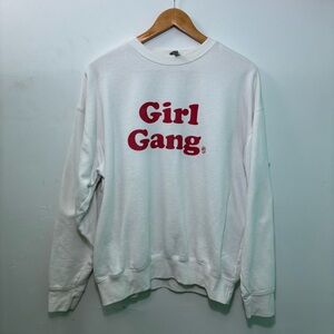 White and Red Crew Neck Sweater